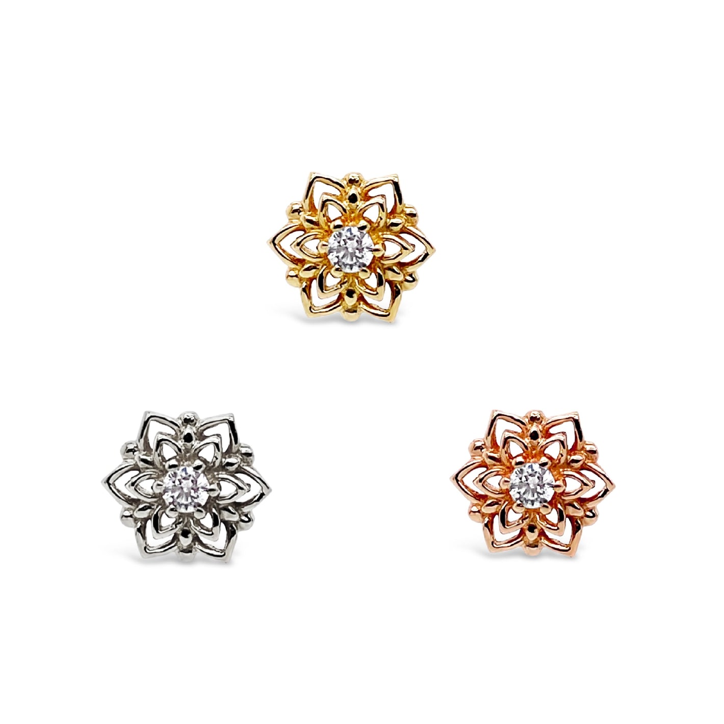 Mandala Threadless End with CZ Threadless Ends Buddha Jewelry