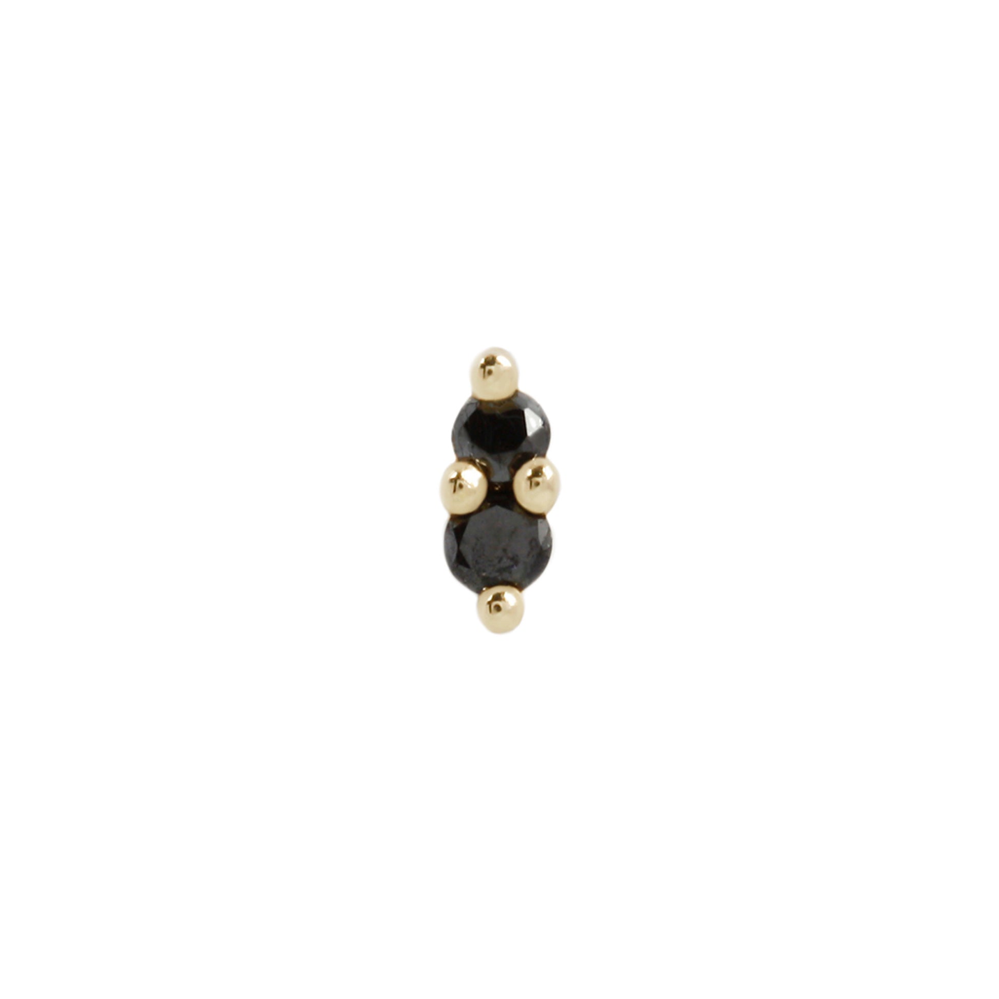 Mishka 2 Threadless End with Black Diamond Threadless Ends Buddha Jewelry 14k Yellow Gold