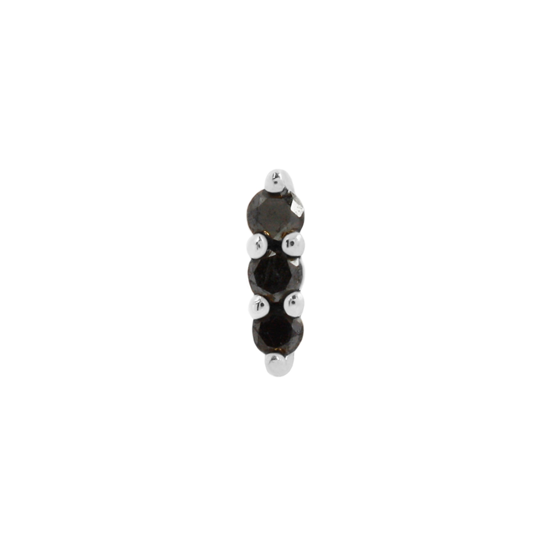 Mishka 3 Threadless End with Black Diamond Threadless Ends Buddha Jewelry 14k White Gold