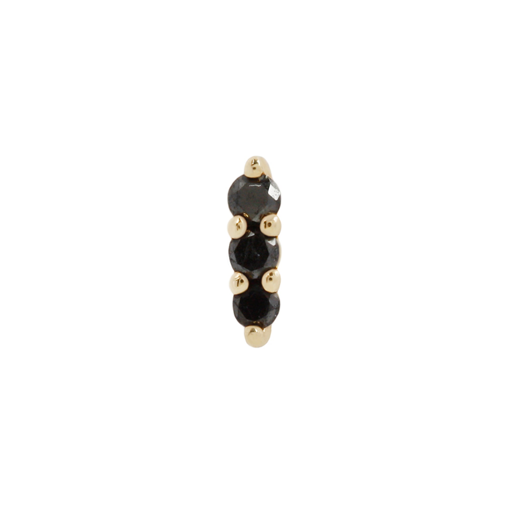 Mishka 3 Threadless End with Black Diamond Threadless Ends Buddha Jewelry 14k Yellow Gold