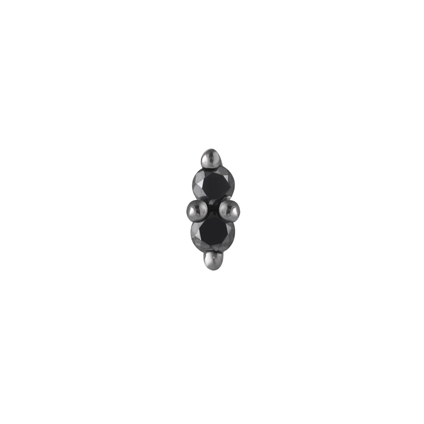 Mishka 2 Black Rhodium Threadless End with Black Diamond Threadless Ends Buddha Jewelry