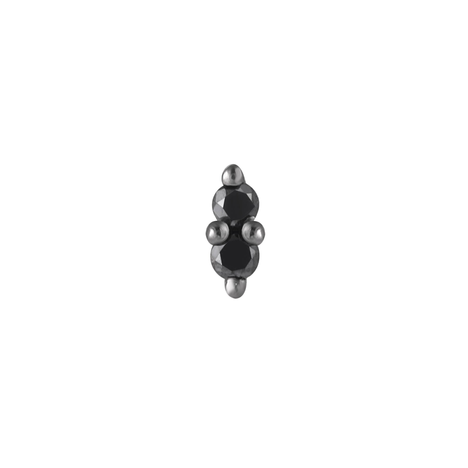 Mishka 2 Black Rhodium Threadless End with Black Diamond Threadless Ends Buddha Jewelry