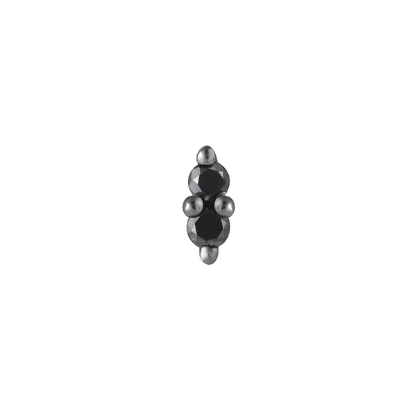 Mishka 2 Black Rhodium Threadless End with Black Diamond Threadless Ends Buddha Jewelry