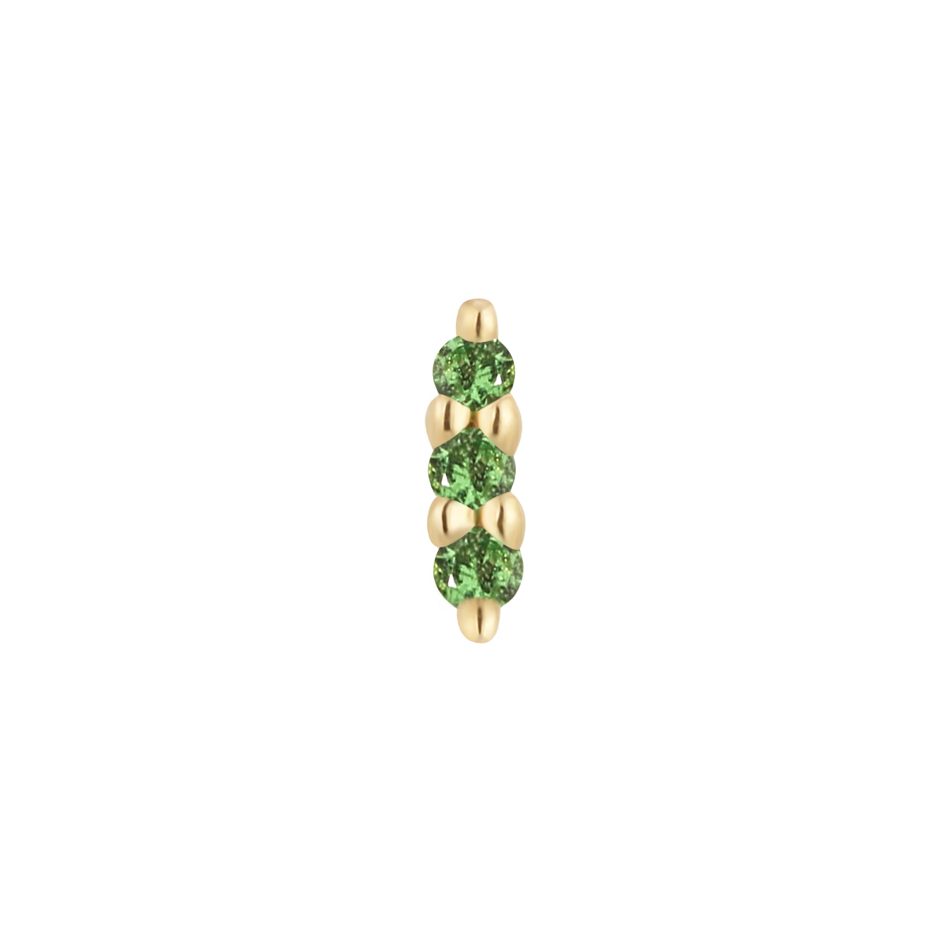 Mishka 3 Threadless End with Tsavorite Threadless Ends Buddha Jewelry 14k Yellow Gold