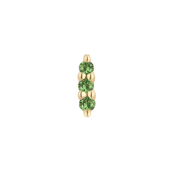 Mishka 3 Threadless End with Tsavorite Threadless Ends Buddha Jewelry 14k Yellow Gold