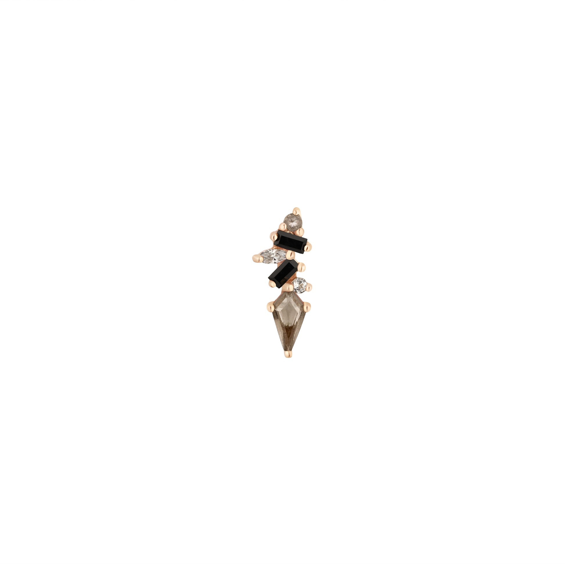 Mixt Threadless End with Smoky Quartz + Black Spinel Threadless Ends Buddha Jewelry 14k White Gold