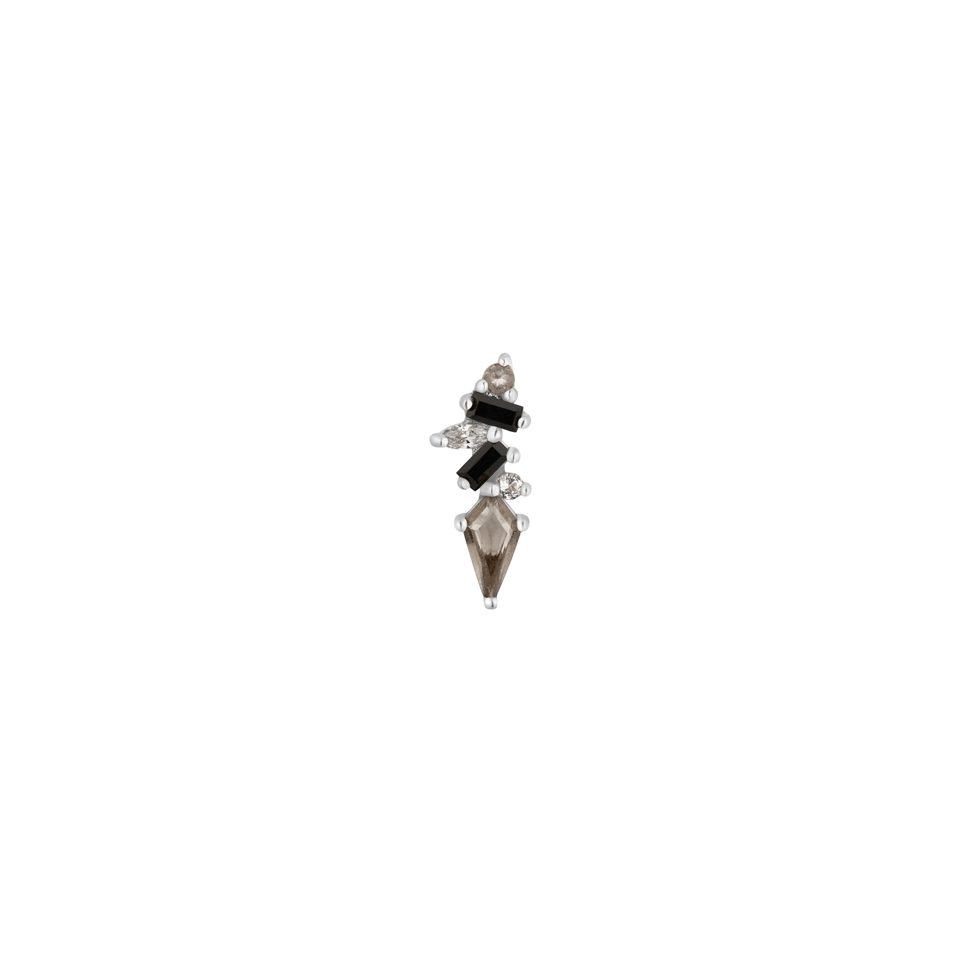 Mixt Threadless End with Smoky Quartz + Black Spinel Threadless Ends Buddha Jewelry 14k Rose Gold