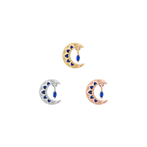APP-Moroccan Moon Threadless End with Blue Sapphire (Lab Grown) Threadless Ends Buddha Jewelry