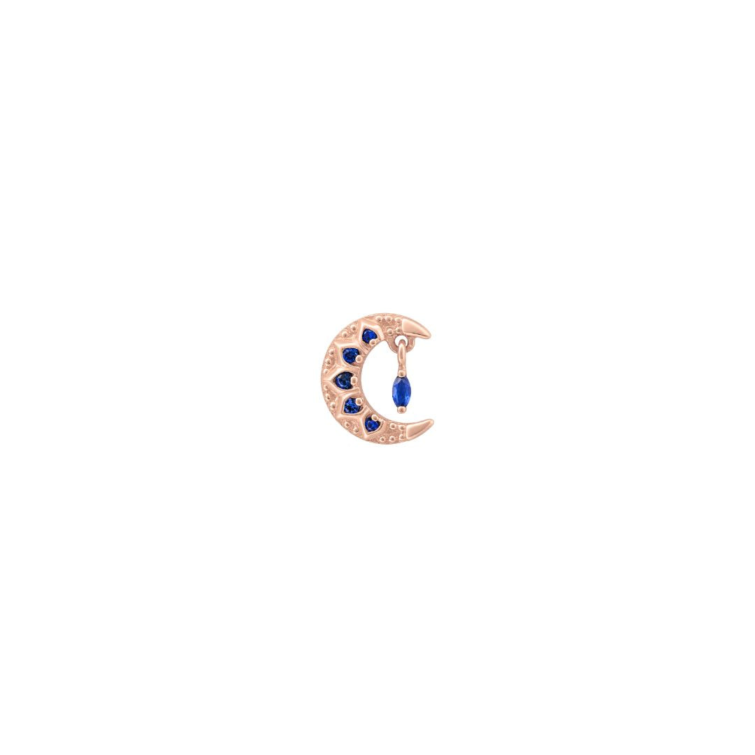 APP-Moroccan Moon Threadless End with Blue Sapphire (Lab Grown) Threadless Ends Buddha Jewelry 14k Rose Gold