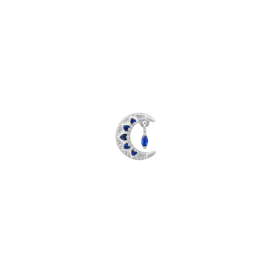 APP-Moroccan Moon Threadless End with Blue Sapphire (Lab Grown) Threadless Ends Buddha Jewelry 14k White Gold