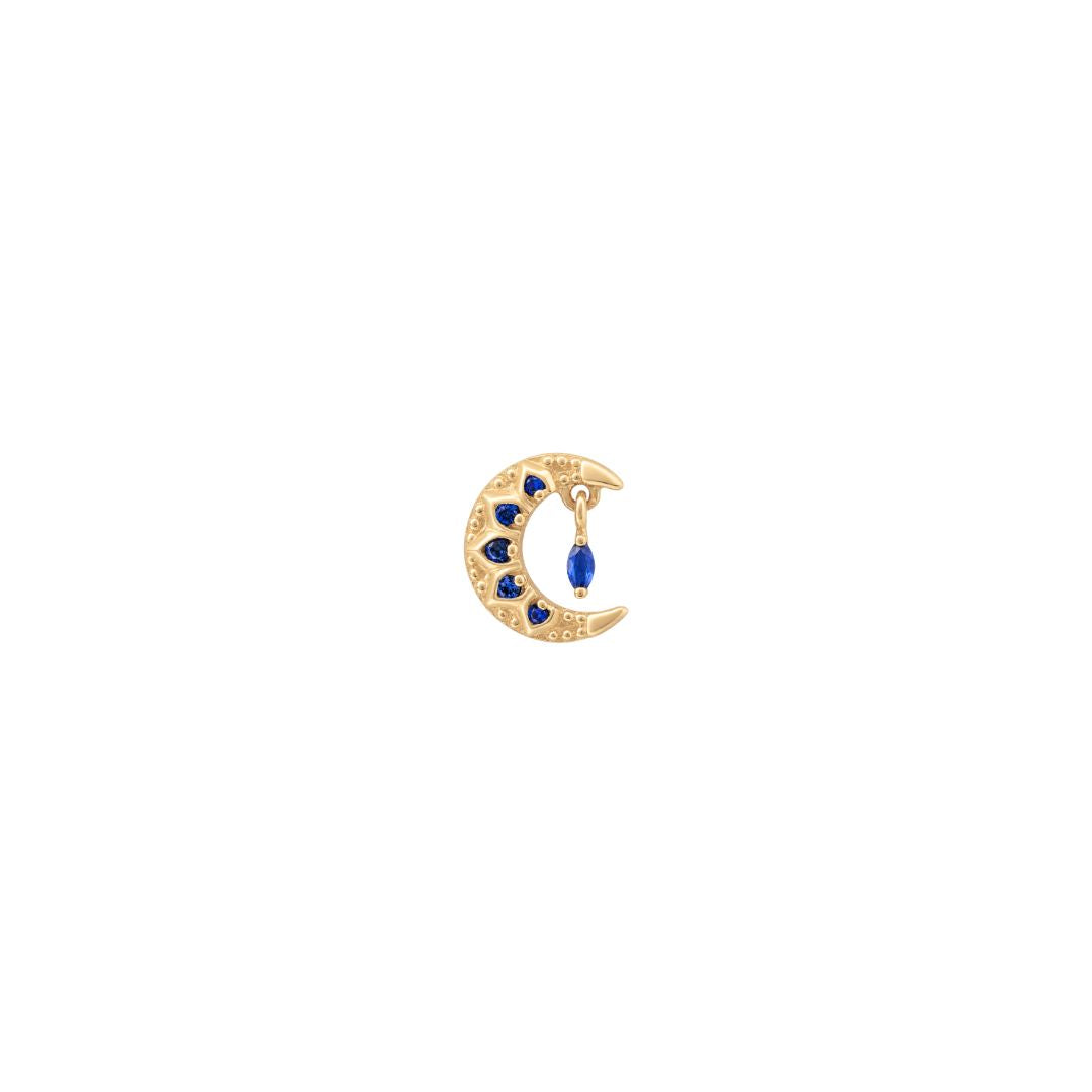 APP-Moroccan Moon Threadless End with Blue Sapphire (Lab Grown) Threadless Ends Buddha Jewelry 14k Yellow Gold