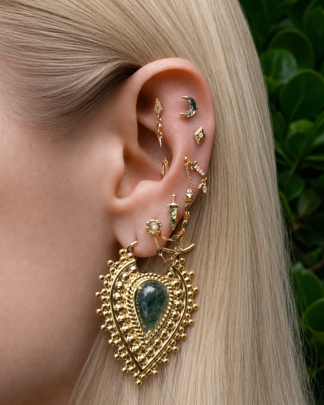 Witching Hour Threadless End with Moss Agate Threadless Ends Buddha Jewelry