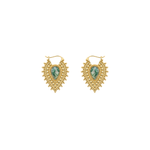 Nostalgia Gold Plated Earrings with Moss Agate Metal Hanging Earrings Buddha Jewelry