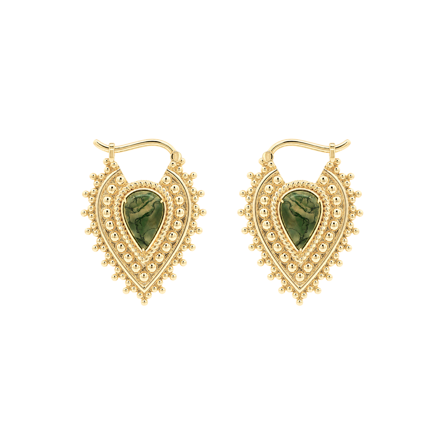 Nostalgia Gold Plated Weights with Moss Agate Weights Buddha Jewelry