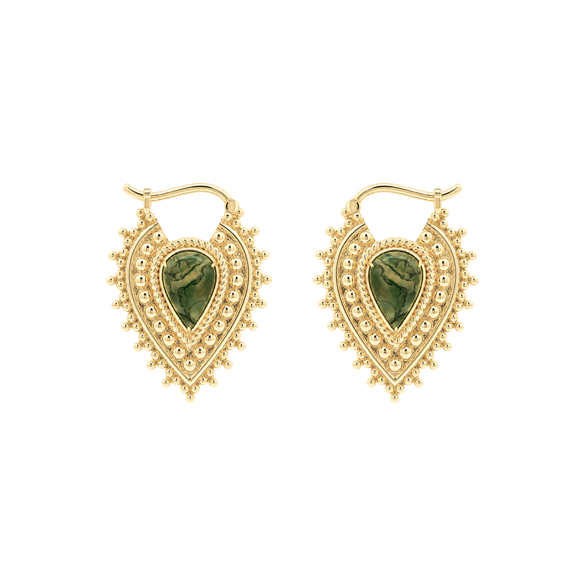 Nostalgia Gold Plated Weights with Moss Agate Weights Buddha Jewelry