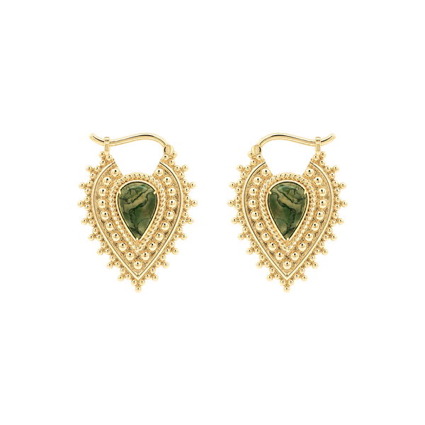 Nostalgia Gold Plated Weights with Moss Agate Weights Buddha Jewelry