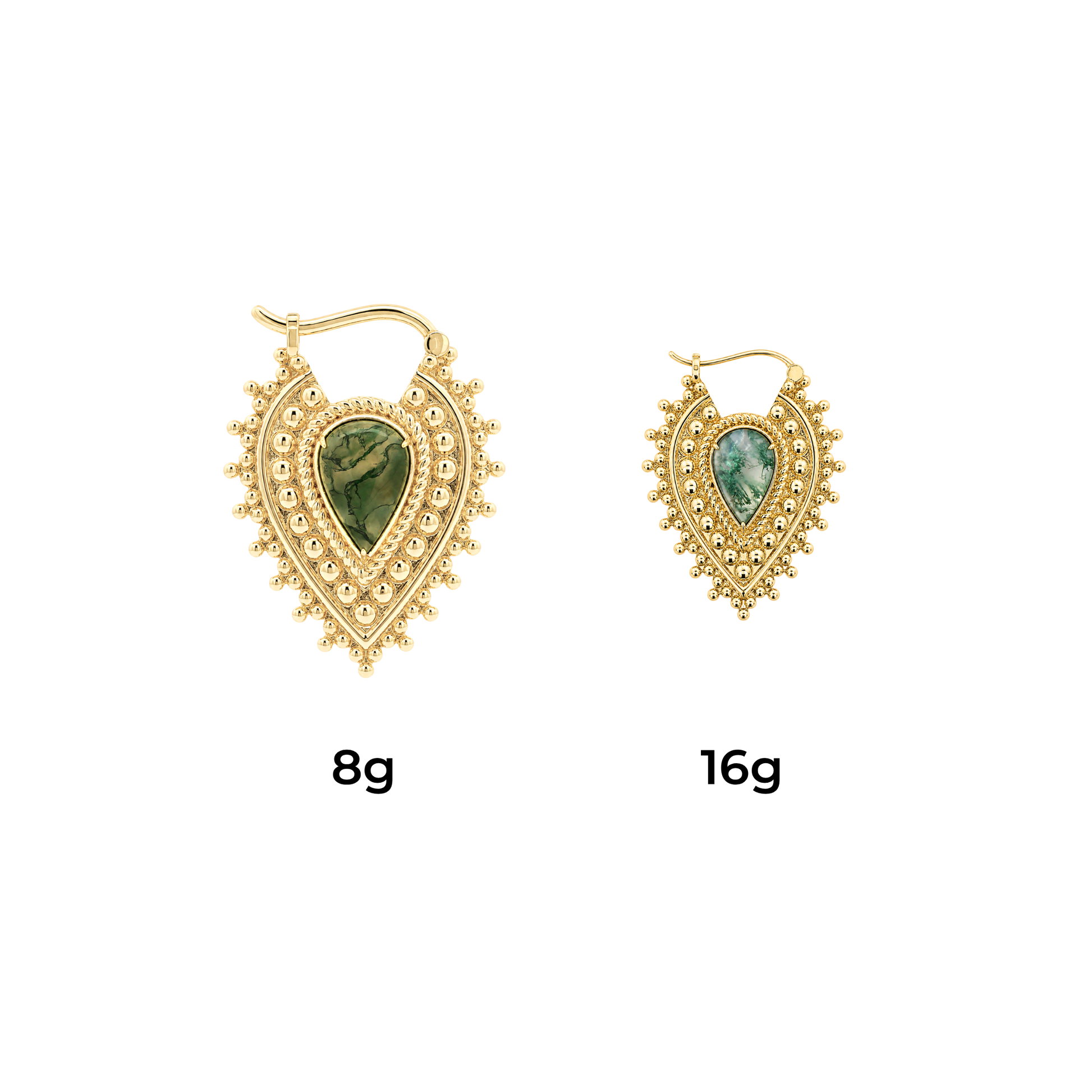 Nostalgia Gold Plated Weights with Moss Agate Weights Buddha Jewelry