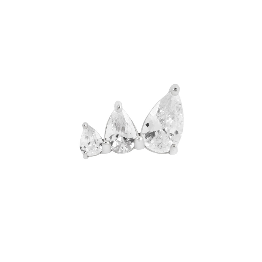 Myriad Threadless End with CZ Threadless Ends Buddha Jewelry 14k White Gold Left