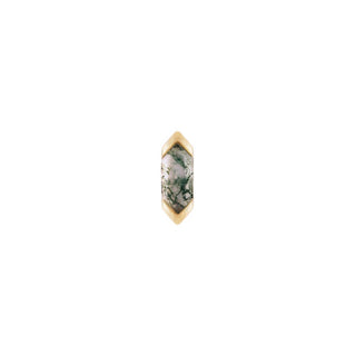 Mystic Threadless End with Moss Agate Threadless Ends Buddha Jewelry Yellow Gold