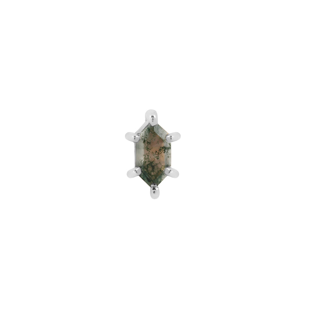 Oh Hell Yes! Threadless End with Moss Agate Threadless Ends Buddha Jewelry 14k White Gold