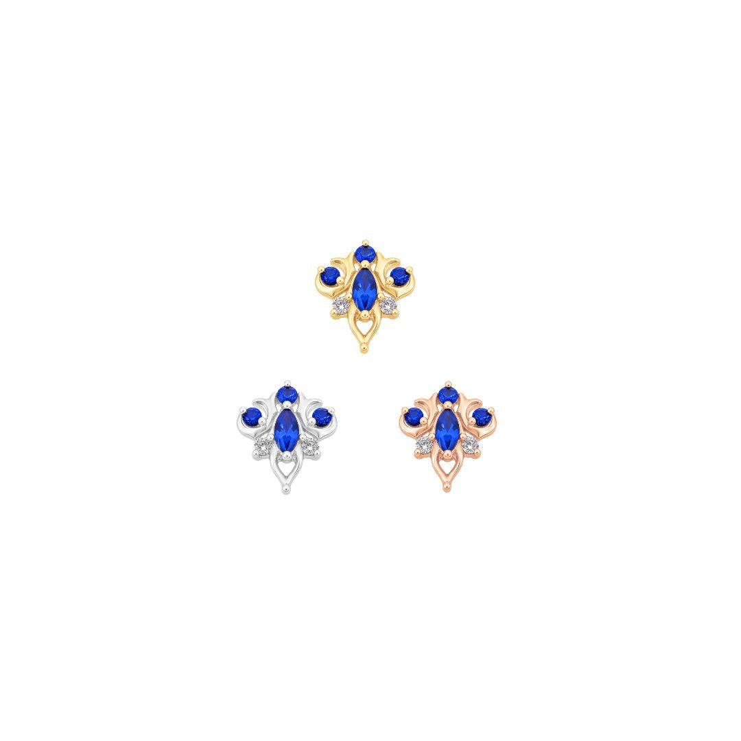 APP-Oleander Threadless End with Blue Sapphire (Lab Grown) Threadless Ends Buddha Jewelry