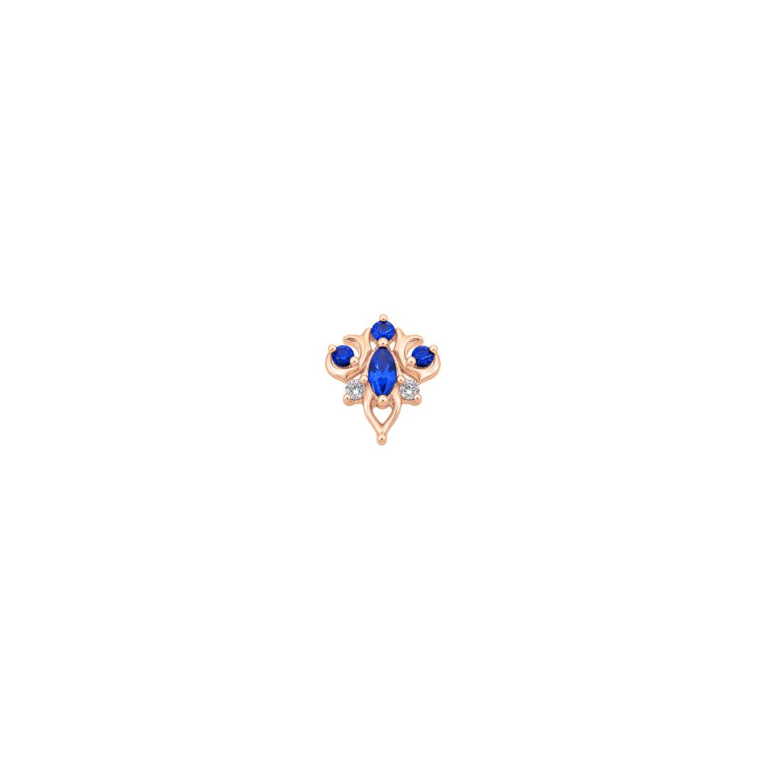 APP-Oleander Threadless End with Blue Sapphire (Lab Grown) Threadless Ends Buddha Jewelry 14k Rose Gold