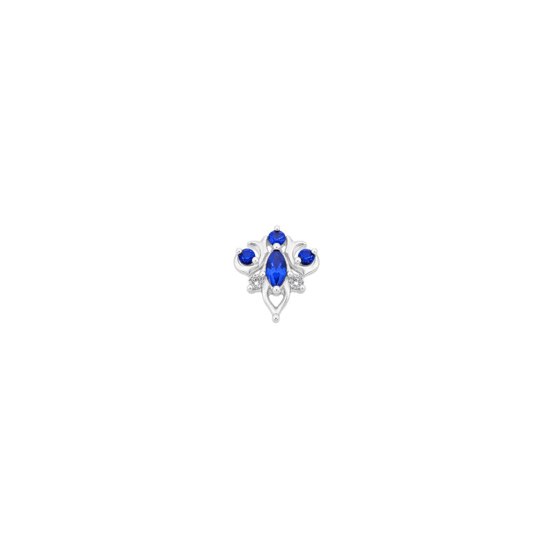 APP-Oleander Threadless End with Blue Sapphire (Lab Grown) Threadless Ends Buddha Jewelry 14k White Gold
