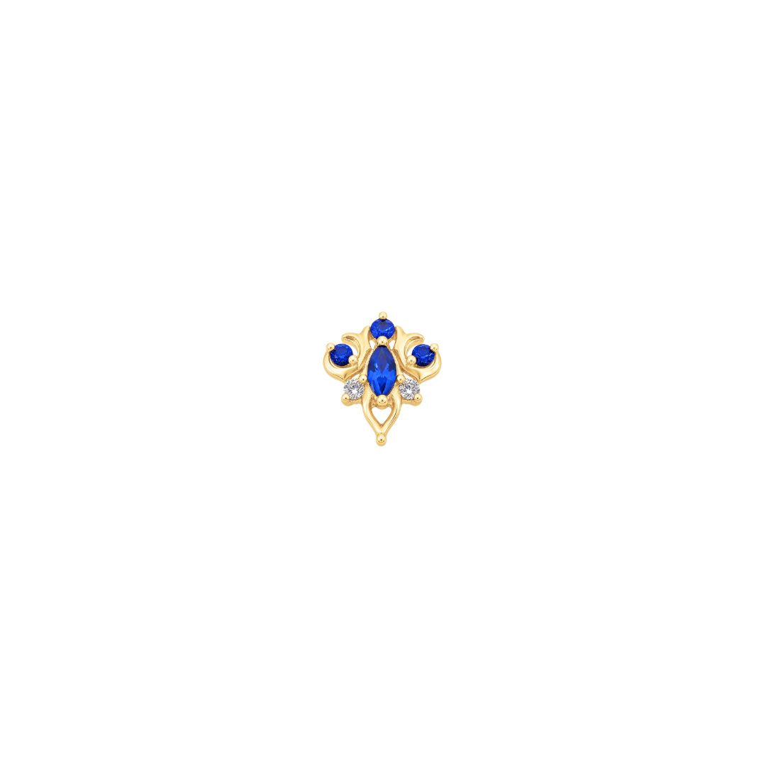 APP-Oleander Threadless End with Blue Sapphire (Lab Grown) Threadless Ends Buddha Jewelry 14k Yellow Gold