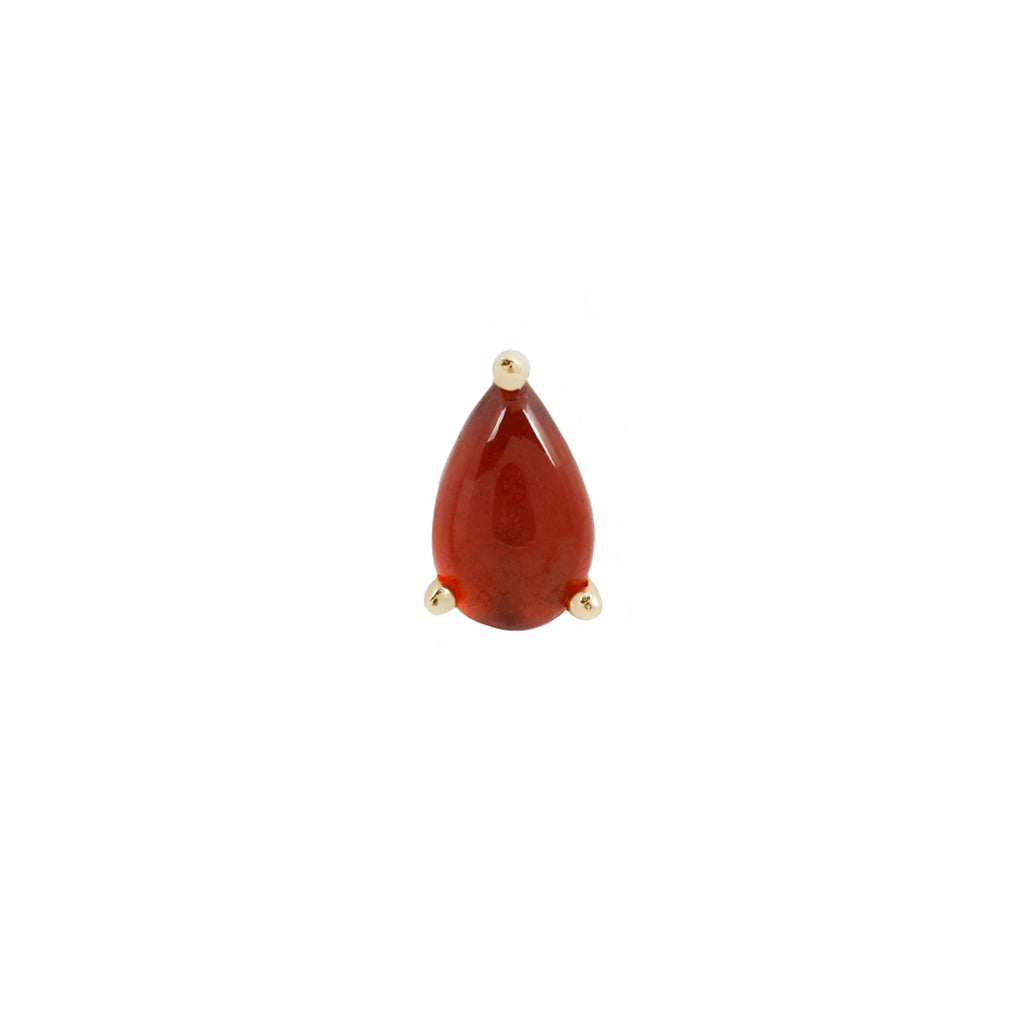 Prong Pear Threadless End with Garnet Threadless Ends Buddha Jewelry 14k Yellow Gold