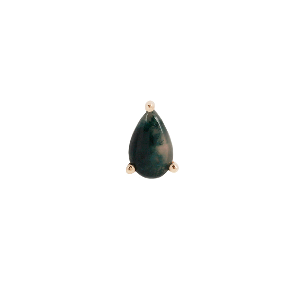 Prong Pear Threadless End with Moss Agate Threadless Ends Buddha Jewelry 14k Rose Gold