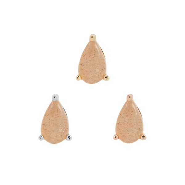 Prong Pear Threadless End with Sunstone Threadless Ends Buddha Jewelry