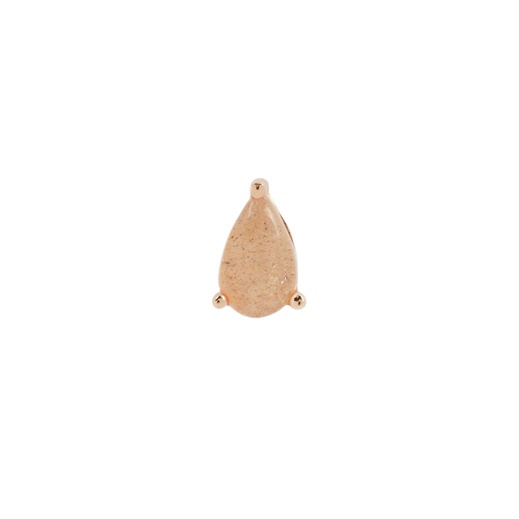 Prong Pear Threadless End with Sunstone Threadless Ends Buddha Jewelry 14k Rose Gold