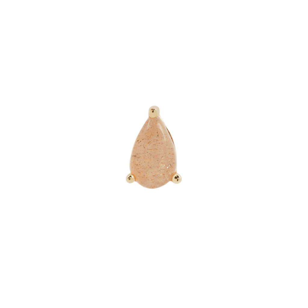Prong Pear Threadless End with Sunstone Threadless Ends Buddha Jewelry 14k Yellow Gold