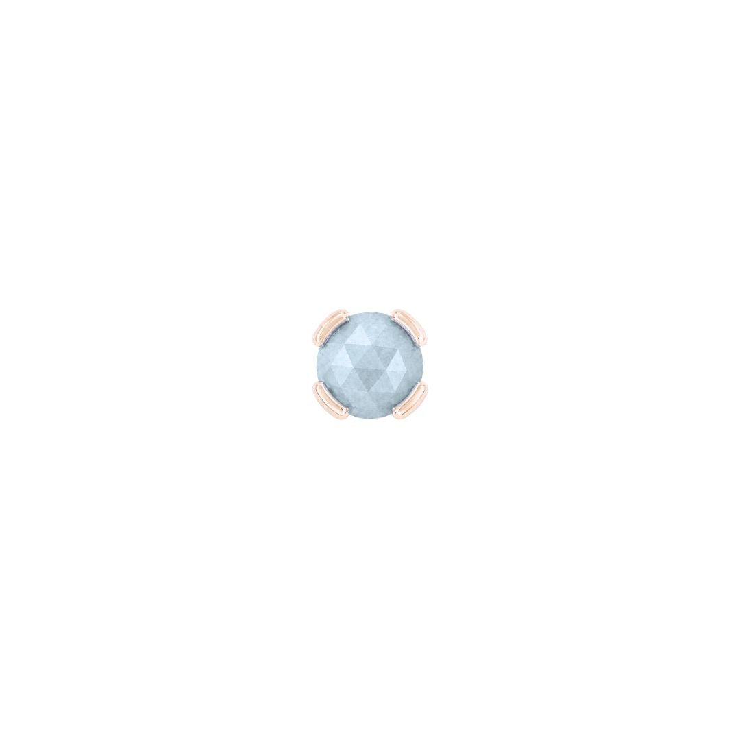 Peekaboo Threadless End with Sandblasted Aquamarine Threadless Ends Buddha Jewelry 14k Rose Gold