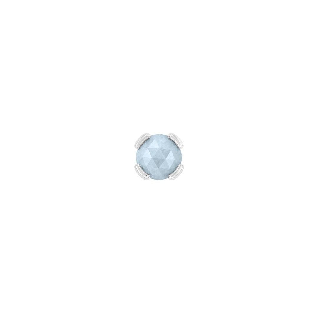 Peekaboo Threadless End with Sandblasted Aquamarine Threadless Ends Buddha Jewelry 14k White Gold