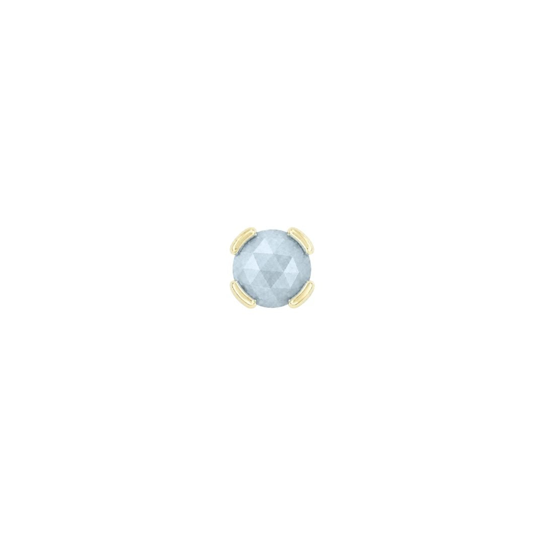 Peekaboo Threadless End with Sandblasted Aquamarine Threadless Ends Buddha Jewelry 14k Yellow Gold