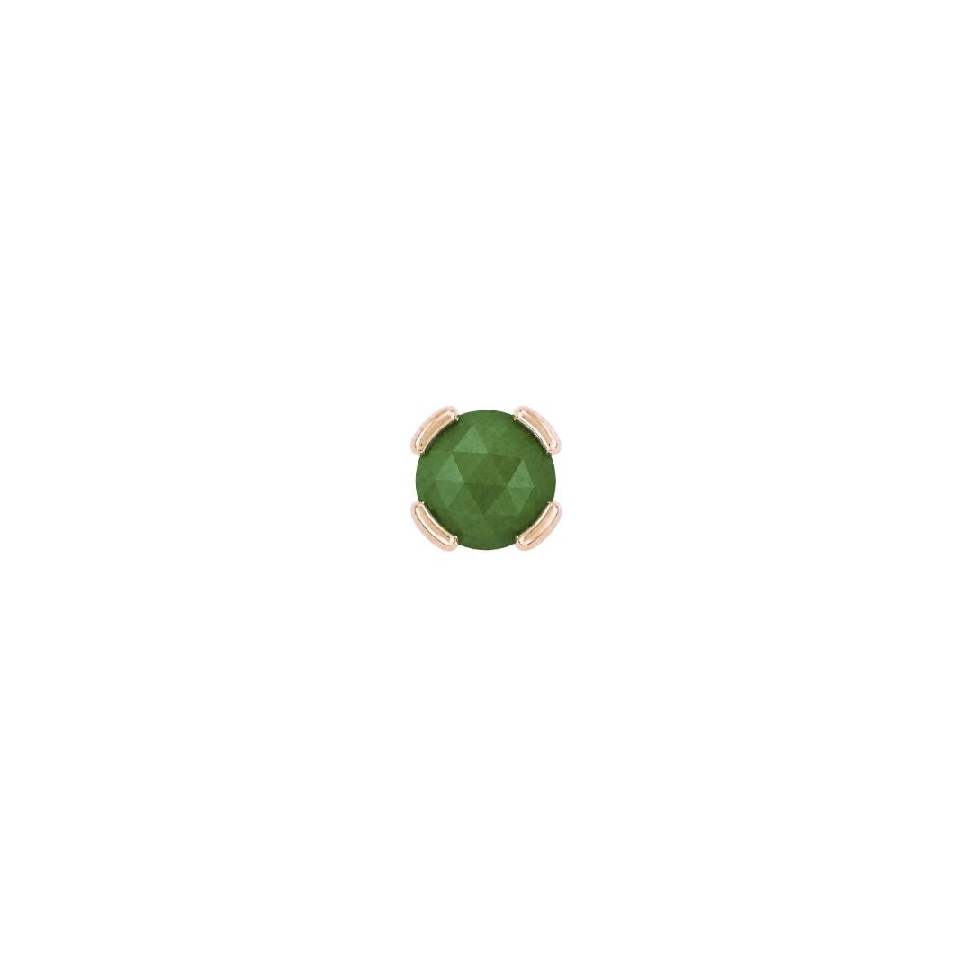 Peekaboo Threadless End with Sandblasted Green Tourmaline Threadless Ends Buddha Jewelry 14k Rose Gold