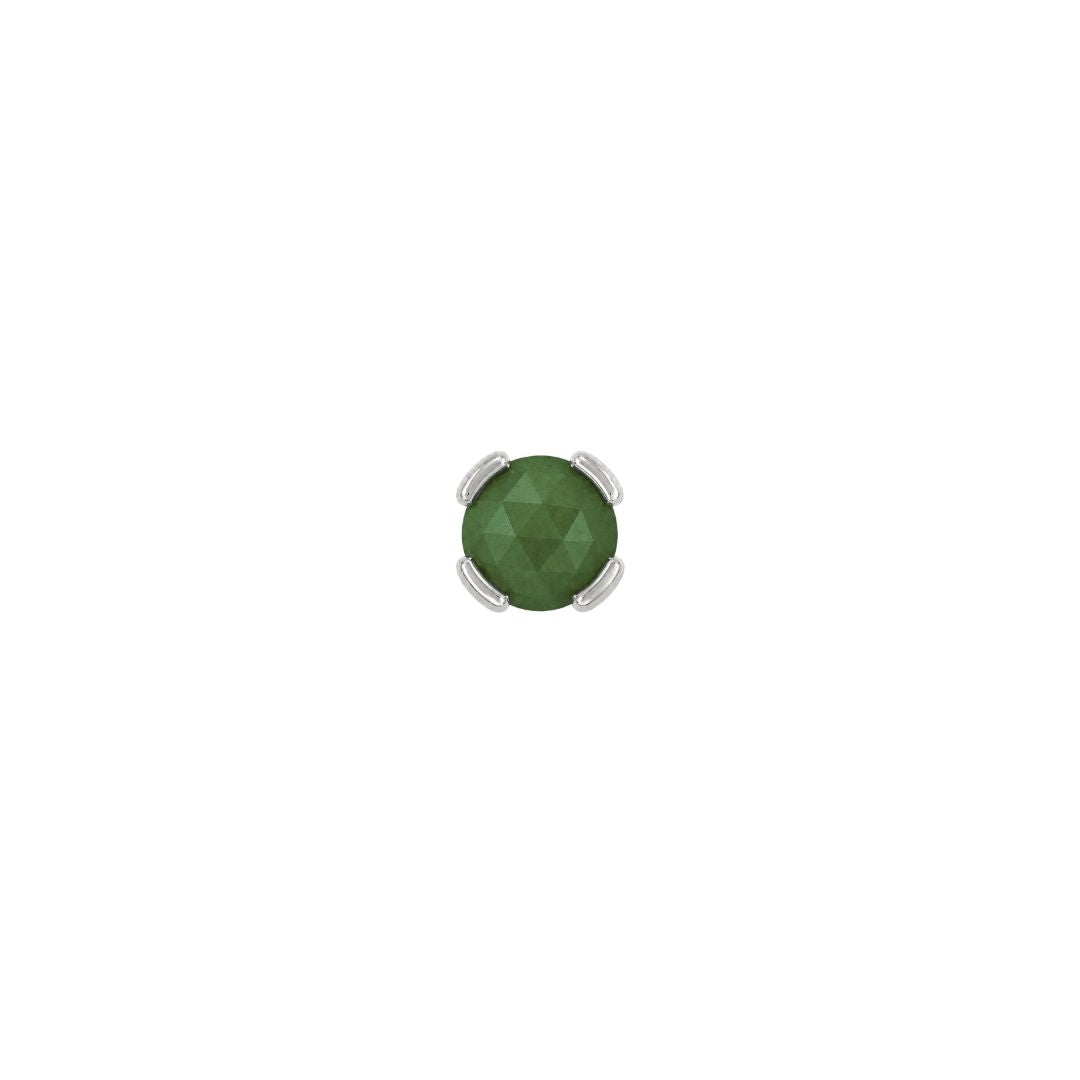 Peekaboo Threadless End with Sandblasted Green Tourmaline Threadless Ends Buddha Jewelry 14k White Gold