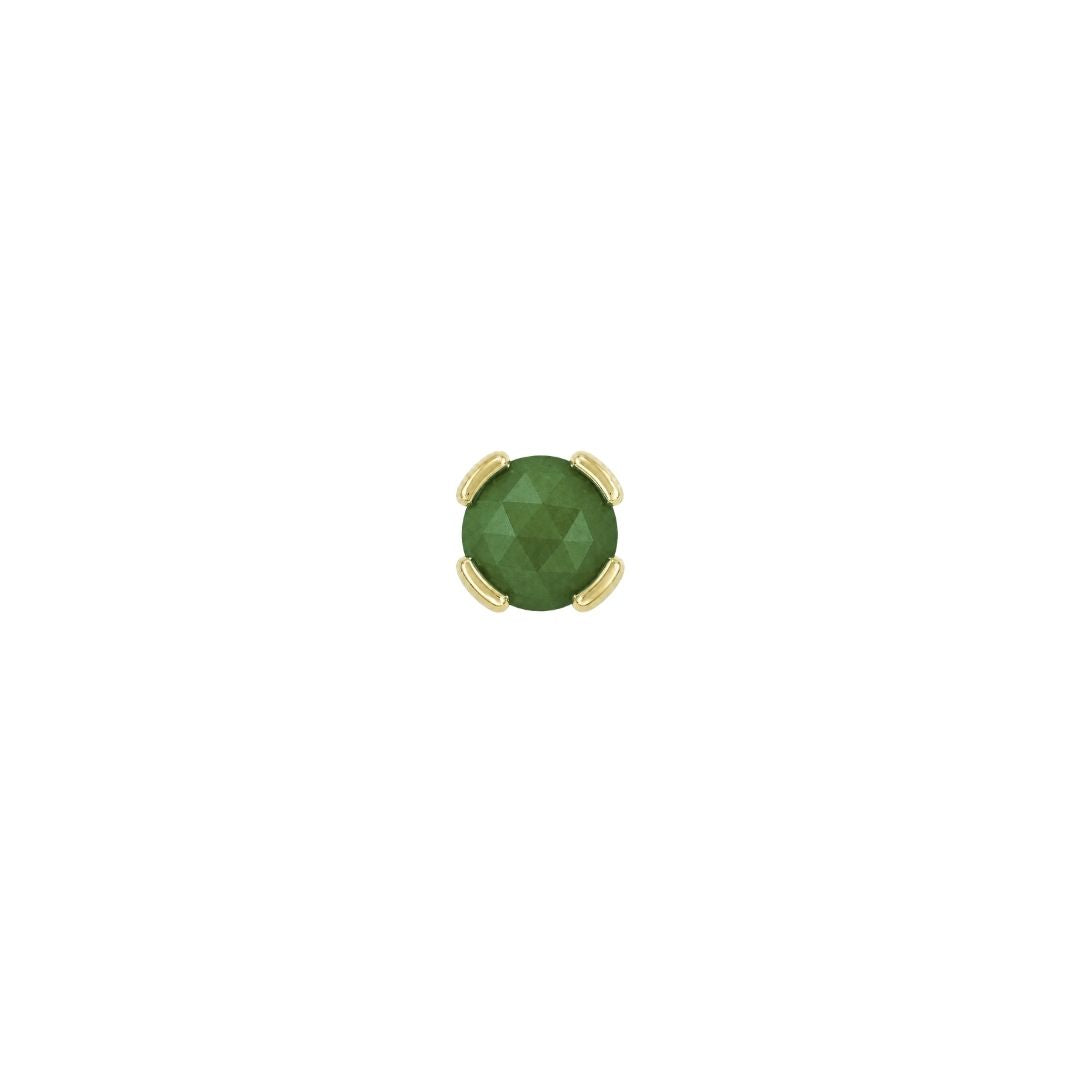 Peekaboo Threadless End with Sandblasted Green Tourmaline Threadless Ends Buddha Jewelry 14k Yellow Gold