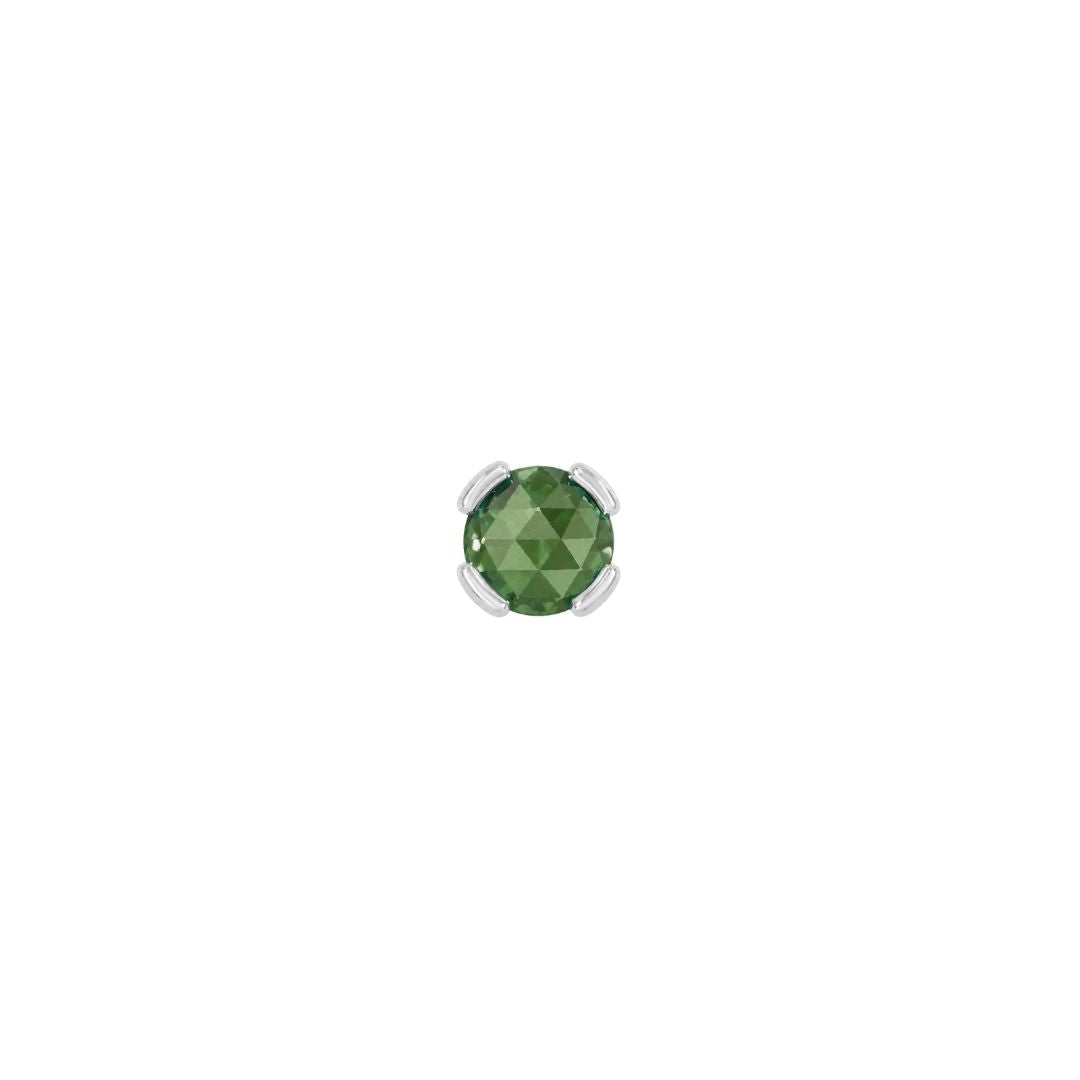 Peekaboo Threadless End with Green Tourmaline Threadless Ends Buddha Jewelry 14k White Gold