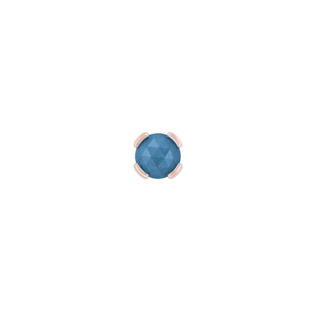 Peekaboo Threadless End with Sandblasted London Blue Topaz Threadless Ends Buddha Jewelry 14k Rose Gold