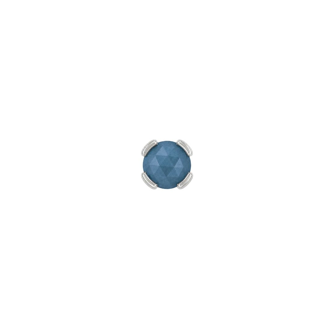 Peekaboo Threadless End with Sandblasted London Blue Topaz Threadless Ends Buddha Jewelry 14k White Gold