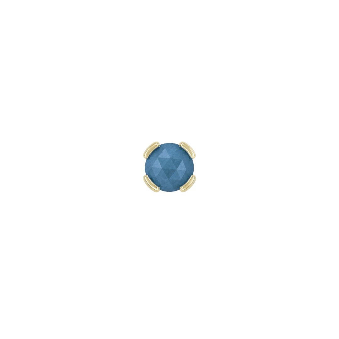 Peekaboo Threadless End with Sandblasted London Blue Topaz Threadless Ends Buddha Jewelry 14k Yellow Gold