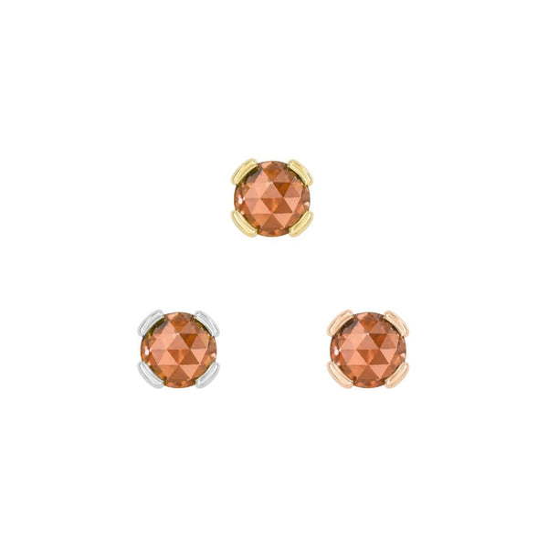 Peekaboo Threadless End with Orange Garnet Threadless Ends Buddha Jewelry