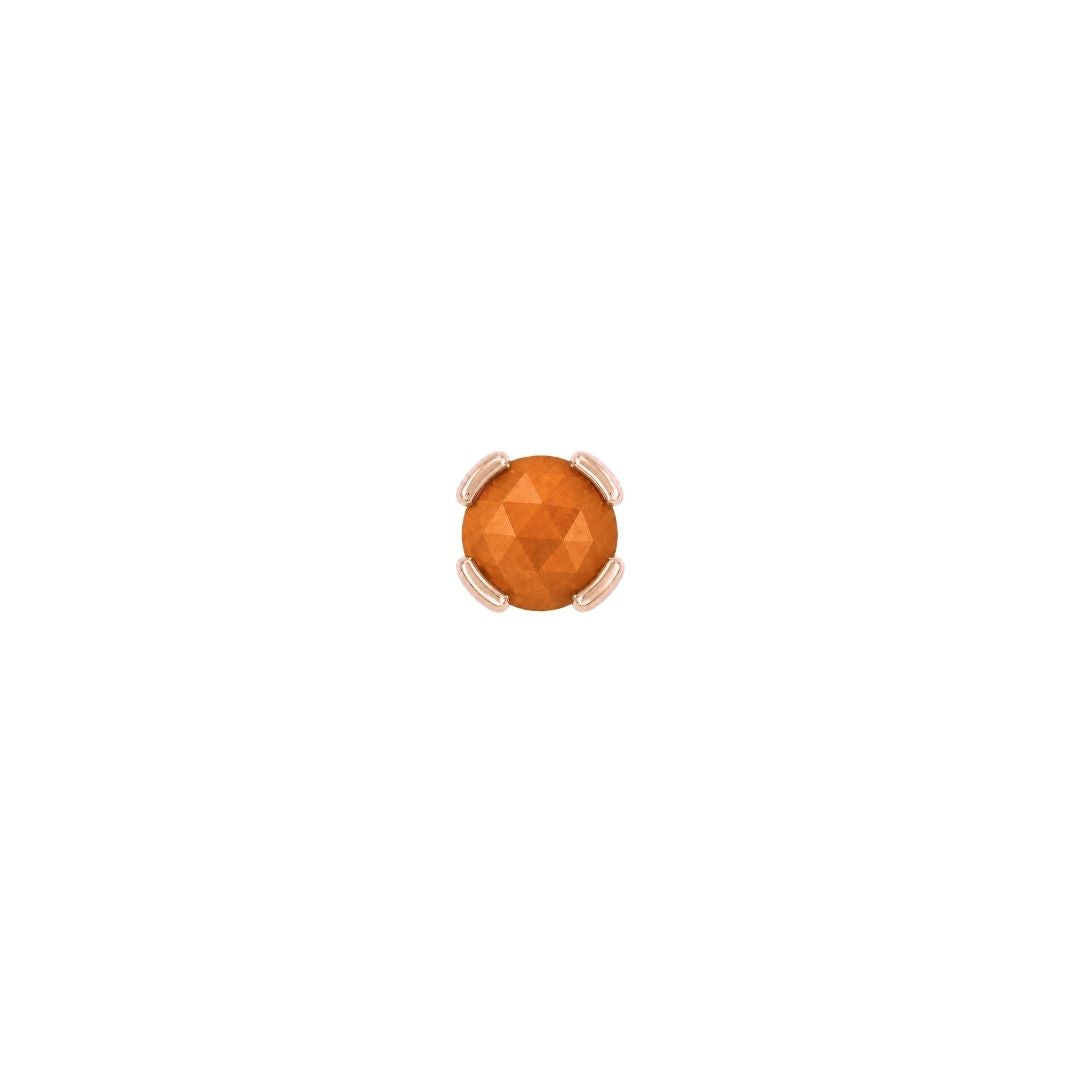 Peekaboo Threadless End with Sandblasted Orange Garnet Threadless Ends Buddha Jewelry 14k Rose Gold