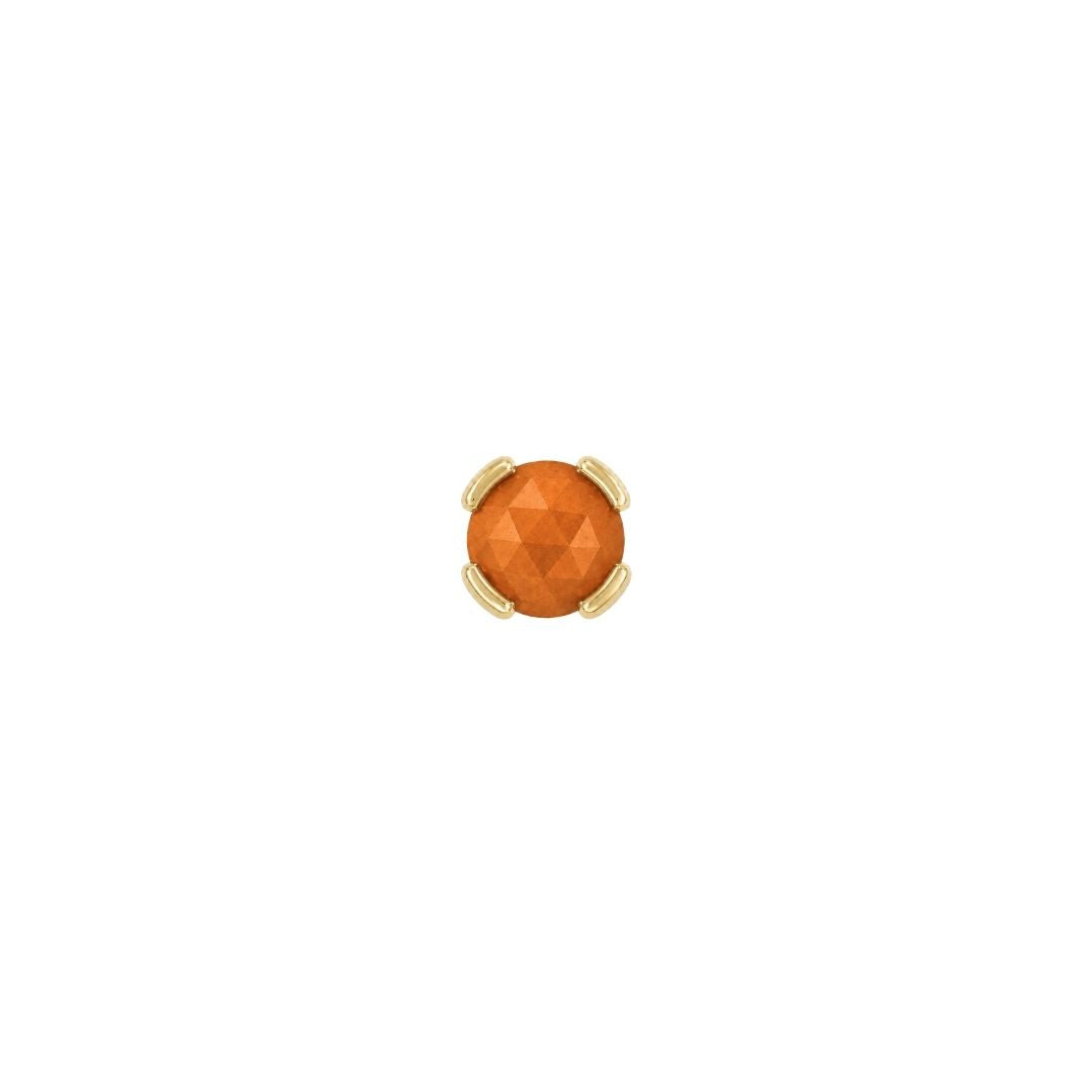 Peekaboo Threadless End with Sandblasted Orange Garnet Threadless Ends Buddha Jewelry 14k Yellow Gold