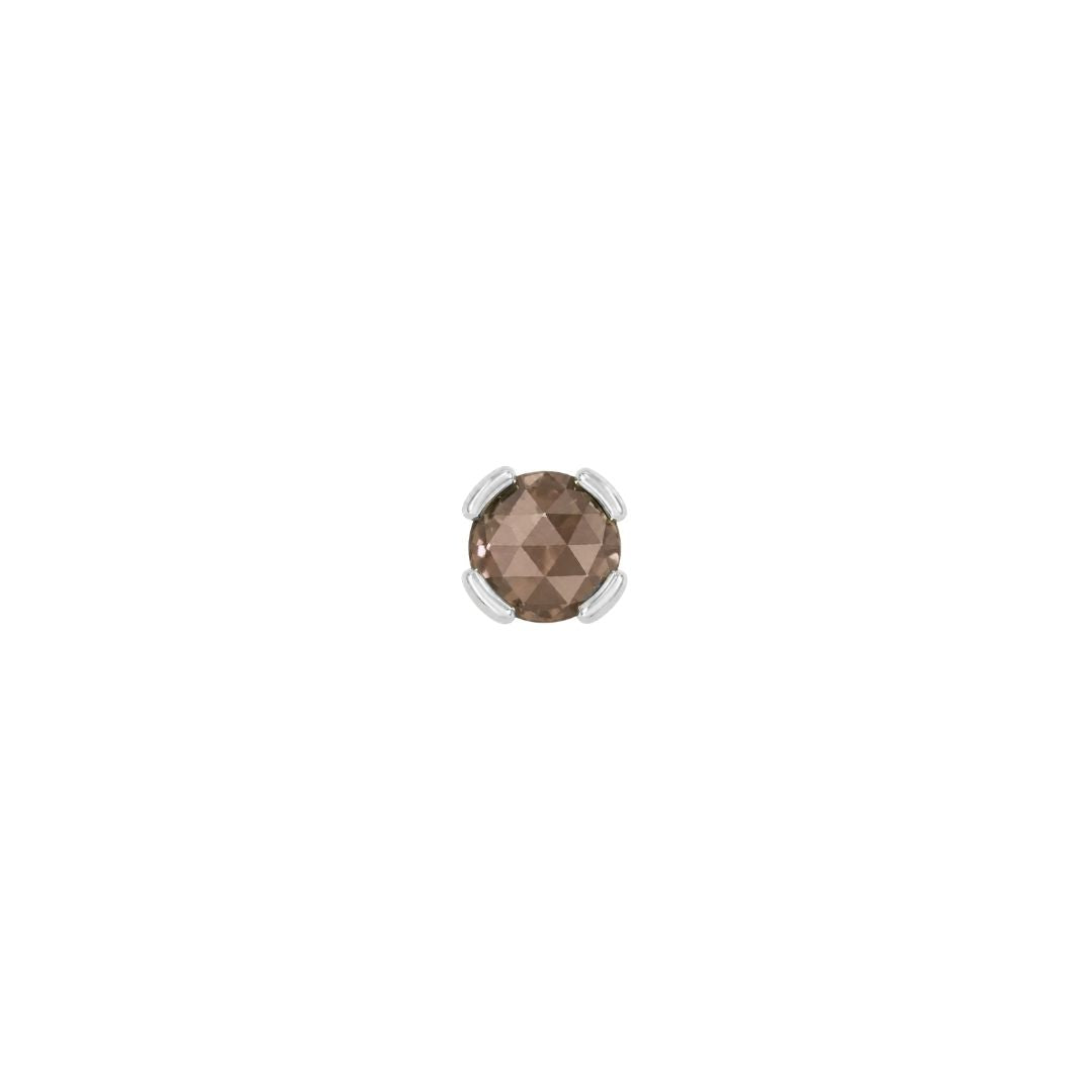 Peekaboo Threadless End with Smoky Quartz Threadless Ends Buddha Jewelry 14k White Gold