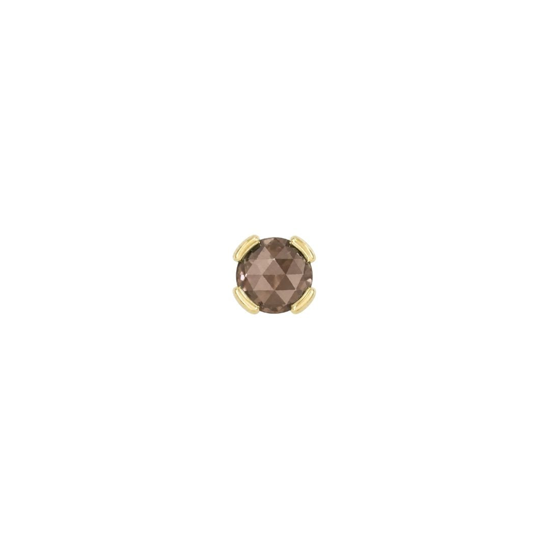Peekaboo Threadless End with Smoky Quartz Threadless Ends Buddha Jewelry 14k Yellow Gold