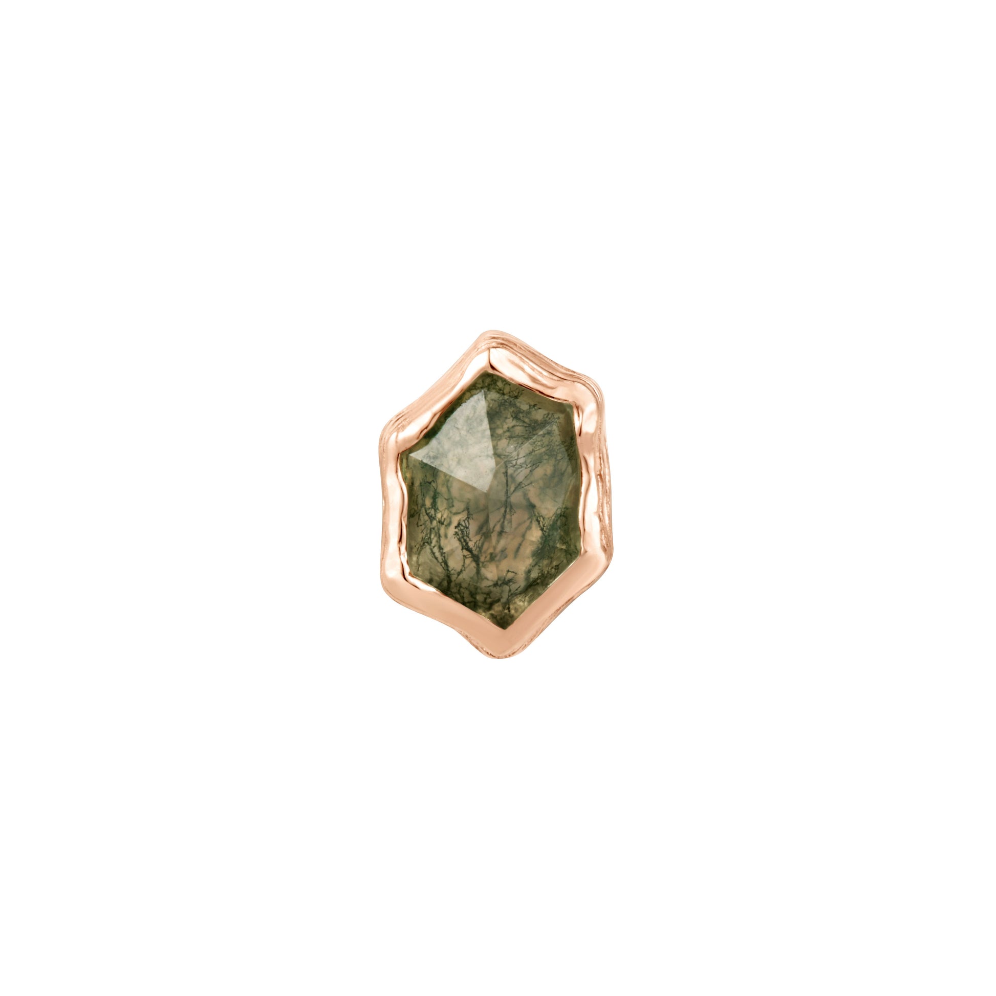 Pump Up The Volume Threadless End with Moss Agate Threadless Ends Buddha Jewelry 14k Rose Gold