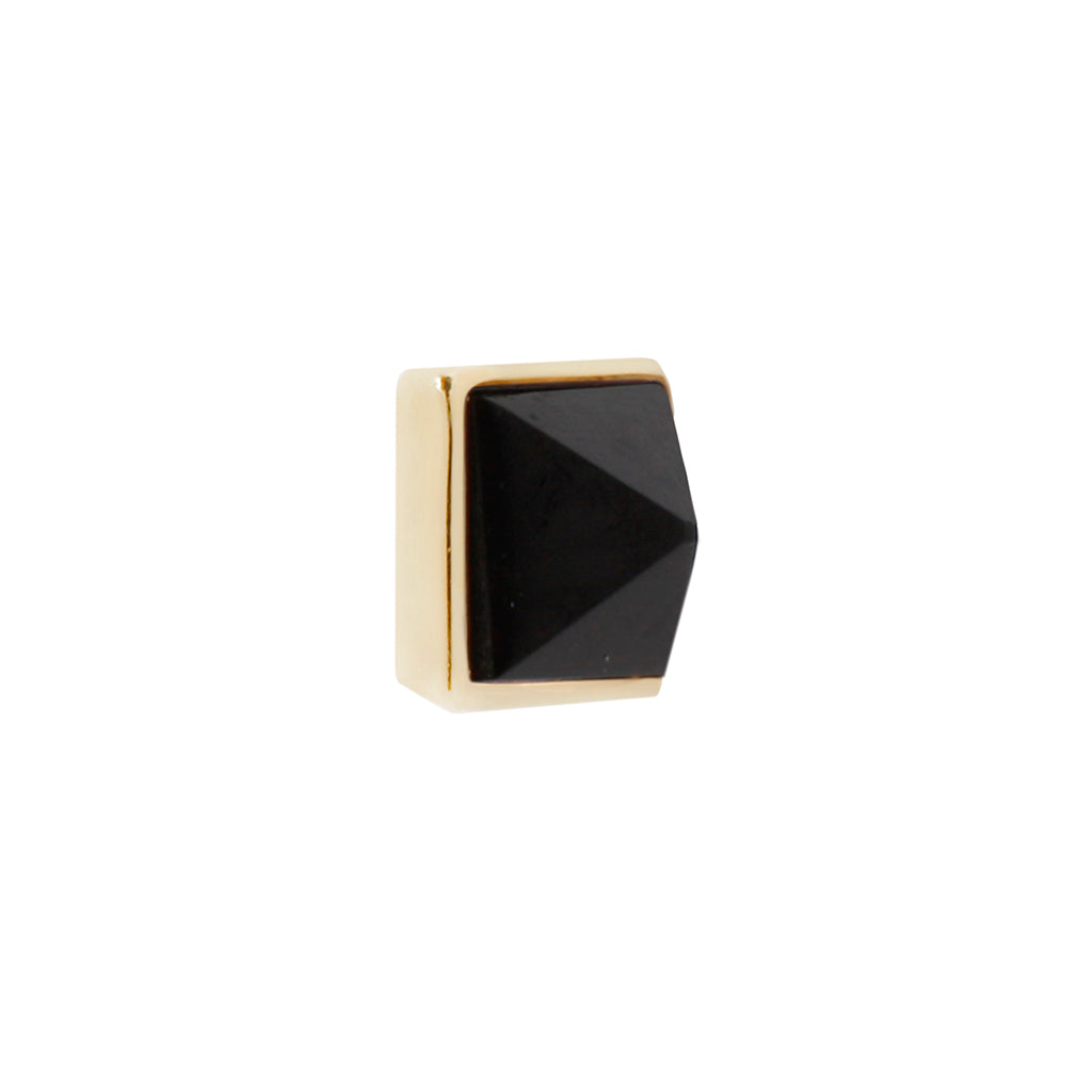 Pyramid Bezel Gem Threadless End with Reverse Set Agate Threadless Ends Buddha Jewelry 14k Yellow Gold